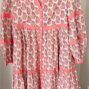 Boden Pale Pink Blouse with Coral Trim